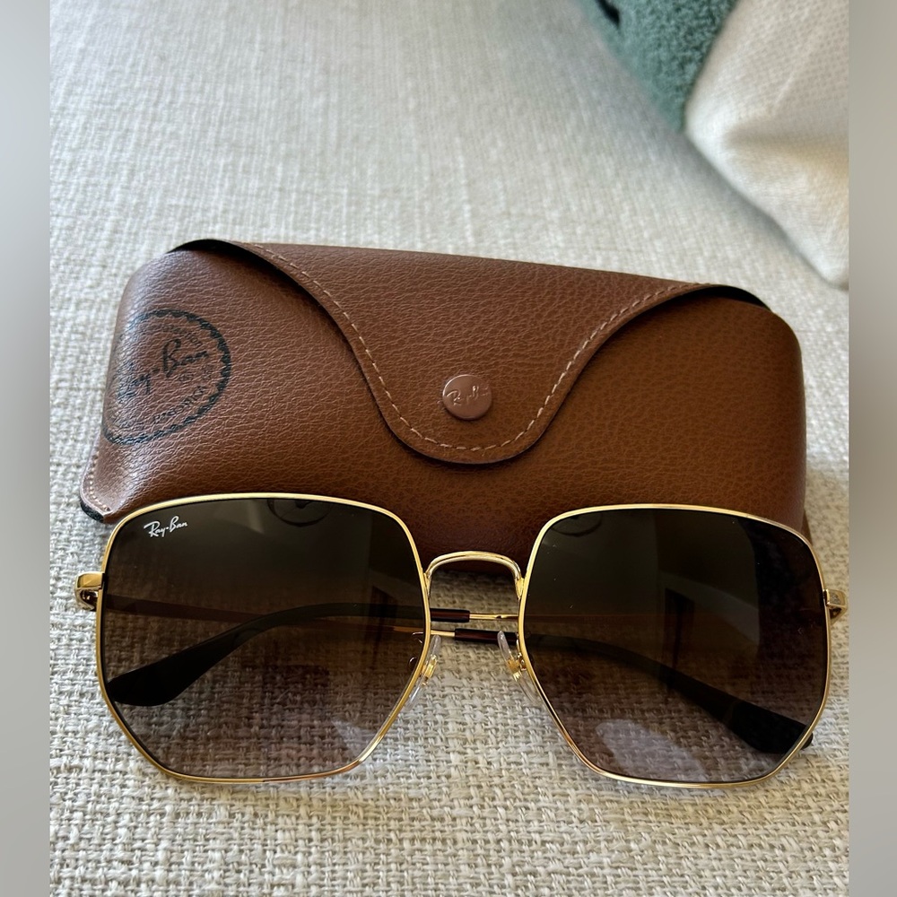 Rayban Square 1971 Large Oversized Square Sunglasses Light Brown Gradient